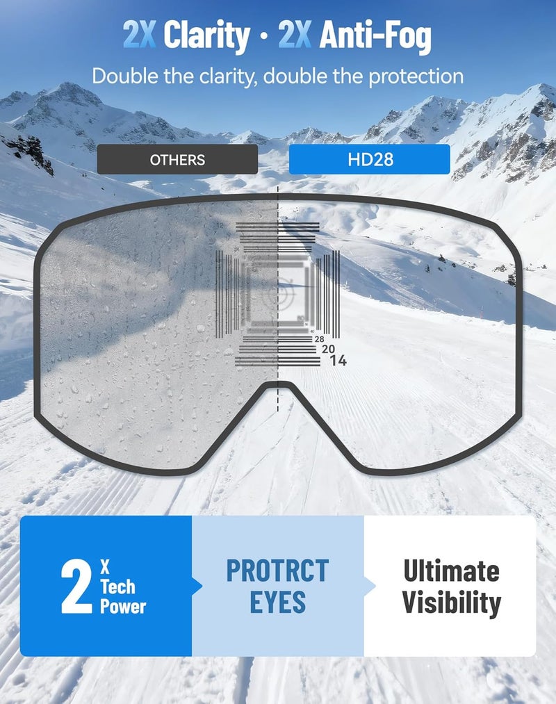 Innerking Ski/Snowboard Goggles OTG for Men Women & Youth - Over Glasses Snow Sports Goggles Anti Fog 100% UV400 Protection - Image 3